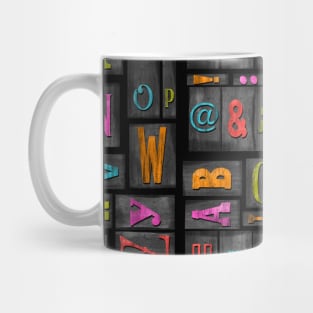 Multicoloured print block alphabet Mug